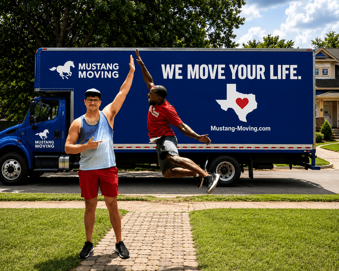 Mustang Moving team in front of truck