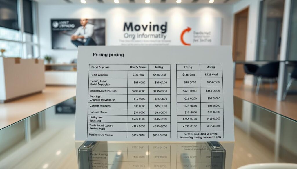 Transparent pricing for moving costs