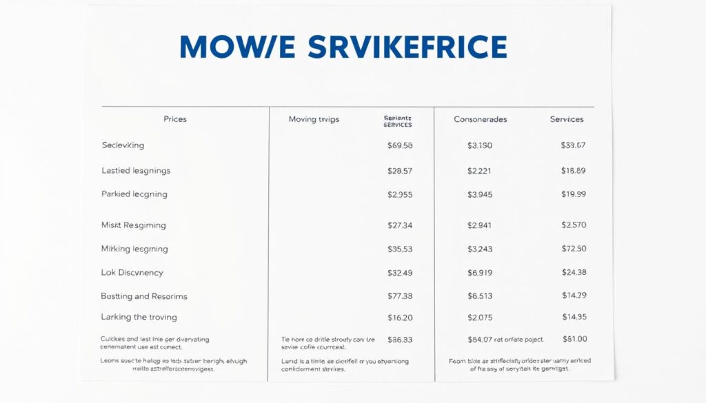 moving service pricing