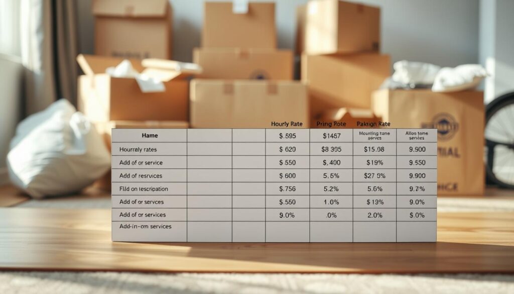 moving service pricing related information